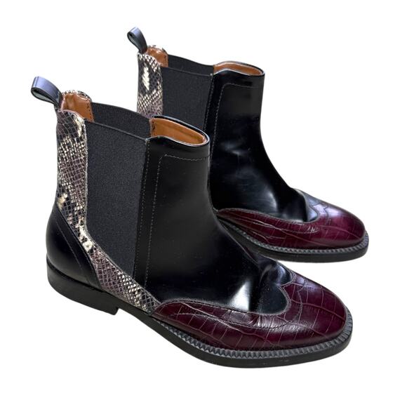 By Malene Birger Burgundy Snakeskin Wingtip Chelsea Boots EU 36 - Picture 3 of 15